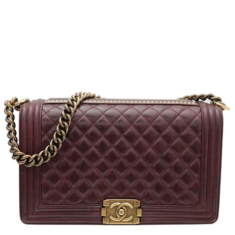 burgundy chanel le boy bag